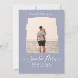 Sublime Minimalist PHOTO Save The Date Dusty Blue 招待状