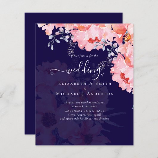 Sublime Pink Bloomsの結婚スイート – 予算 (正面/裏面)