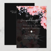 Sublime Pink Bloomsの結婚スイート – 予算 招待状 (正面/裏面)