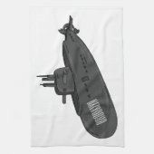 Submarine cartoon illustration  キッチンタオル (縦)