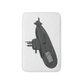 Submarine cartoon illustration バスマット (正面縦)