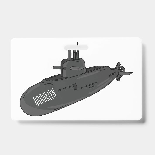 Submarine cartoon illustration  バッジ (正面)