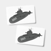 Submarine cartoon illustration  バッジ (正面＆裏面)