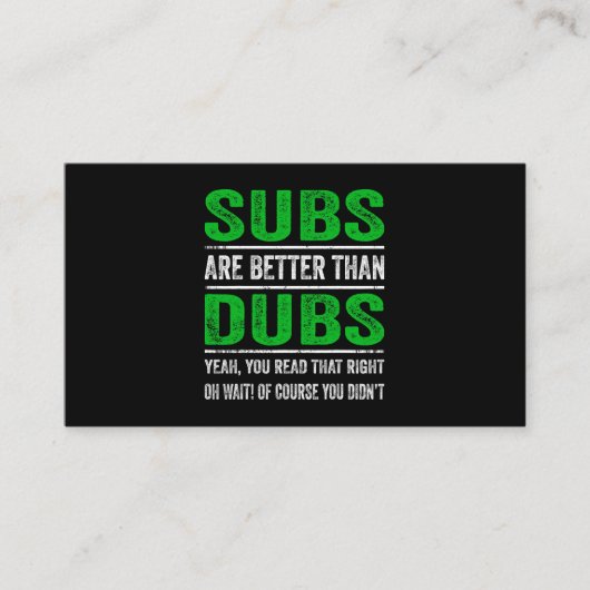 SubsはDubsアニメサーよりも優日本のれおもしろいている 名刺 (正面)