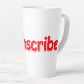 「#Subscribe」かわいいデザイン。買今 カフェラテマグ (右アングル)