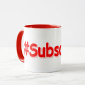 「#Subscribe」かわいいデザイン。買今 マグカップ (正面左)