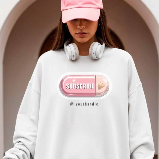 Subscribe Button + Social Media Name Influencer Tシャツ
