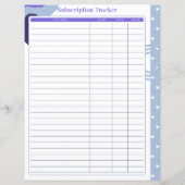 Subscriptionトラッカーのページ – 月払いまたは年払い (裏面)