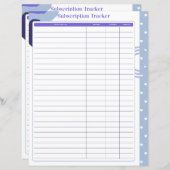 Subscriptionトラッカーのページ – 月払いまたは年払い (正面/裏面)