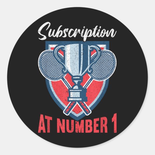 Subscription At Number 1 Funny Badminton  ラウンドシール (正面)