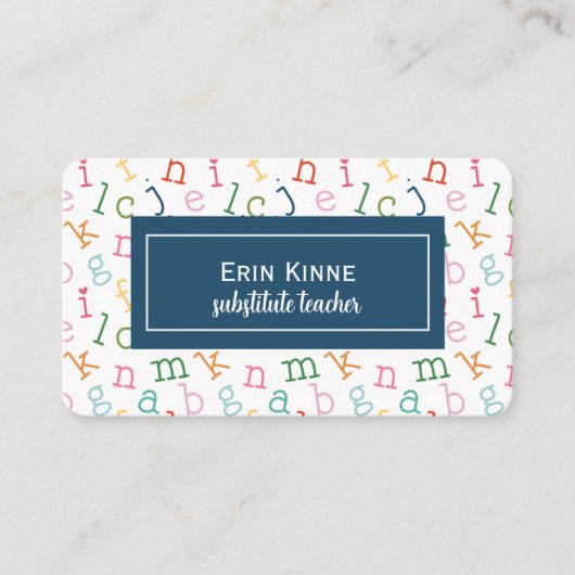 Substitute Teacher Business Calling Card Alphabet 名刺 (正面)