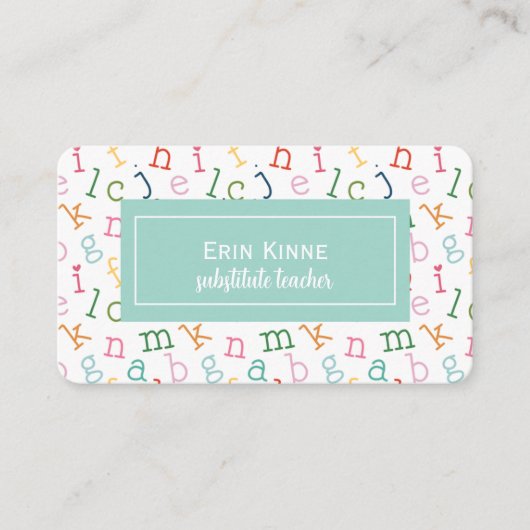 Substitute Teacher Business Calling Card Alphabet 名刺 (正面)