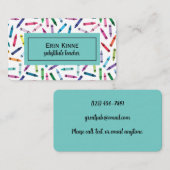 Substitute Teacher Business Calling Cards Crayons  名刺 (正面/裏面)