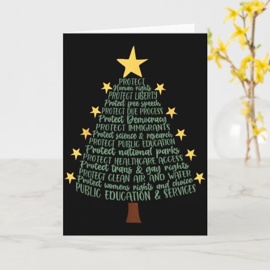 Subtle Anti Trump Funny Christmas Tree  カード (黄色い花)
