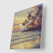 Subtle Beach Light - Impressionism Style Landscape スクエア壁時計 (傾斜)