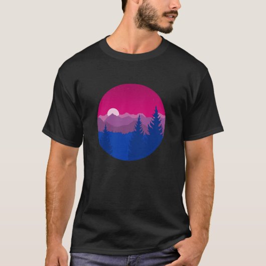 Subtle Biseual Pride Flag Mountainscape vintage Tシャツ (正面)