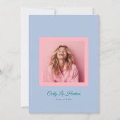 Subtle Blue Pink High School Photo Grad 案内状 (正面)