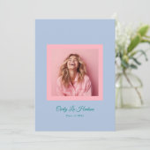 Subtle Blue Pink High School Photo Grad 案内状 (スタンド正面)