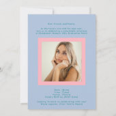 Subtle Blue Pink High School Photo Grad 案内状 (裏面)