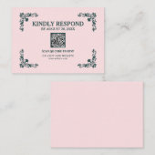 Subtle Blush & Slate Gray Islamic QR RSVP Card エンクロージャーカード (正面/裏面)