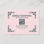 Subtle Blush & Slate Gray Islamic QR RSVP Card エンクロージャーカード (正面)