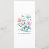 Subtle Botanical Blush Pink Peony Flowers Wedding メニュー (裏面)