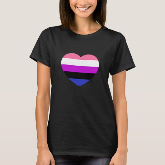 Subtle Genderfluid Flag Tiny Heart Gay Pride Month Tシャツ (正面)