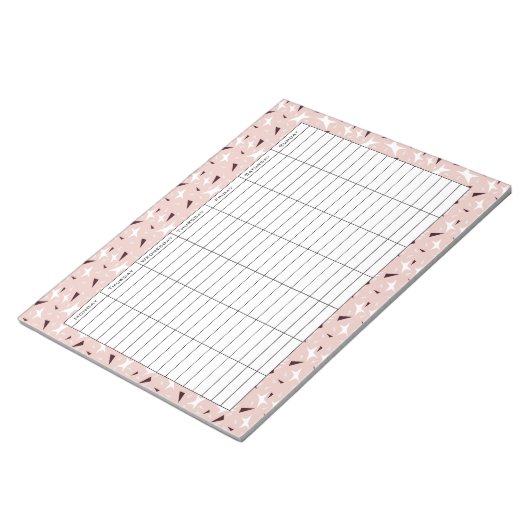 Subtle Geo Stars & Triangles – Pink  ノートパッド (アングル)