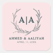 Subtle Grace Blush & Slate Gray Islamic Wedding スクエアシール (正面)