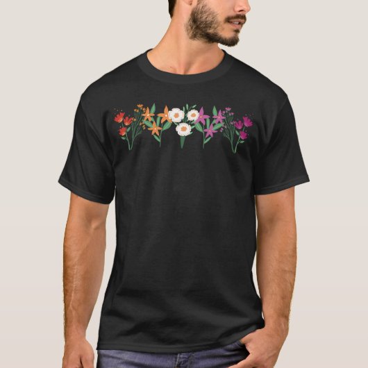 Subtle Lesbian Wildflowers with Lesbian Pride Flag Tシャツ (正面)
