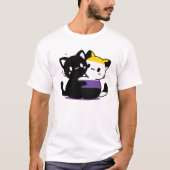Subtle Non Binary Kawaii Yin Yang Cats Pride Tシャツ (正面)
