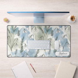 Subtle Pastel Snowdrop Floral Custom デスクマット