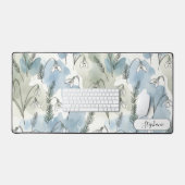 Subtle Pastel Snowdrop Floral Custom デスクマット (キーボード&マウス)
