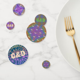 Subtle Rainbow Delicate Pastel Pattern & Initials コンフェッティ