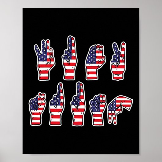 Subtle Resist Trump Asl Sign Language 4th Of July  ポスター (正面)