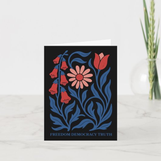 Subtle Resist Trump Foxglove Daisy Tulip Flower 4t カード (正面)