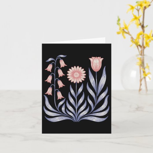 Subtle Resist Trump Foxglove Daisy Tulip Flower 4t カード (黄色い花)