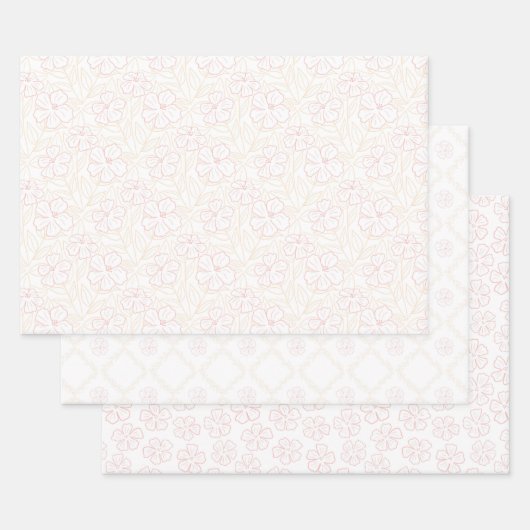 Subtle romantic outline floral design. wrapping pa ラッピングペーパーシート (セット)