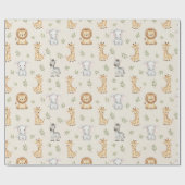 Subtle Safari Animals Pattern Birthday ラッピングペーパー (フラット)