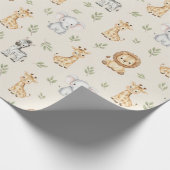Subtle Safari Animals Pattern Birthday ラッピングペーパー (角)
