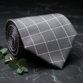 Subtle Silver & Black Plaid  ネクタイ