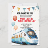 Subway metro train birthday invitation 招待状 (正面)