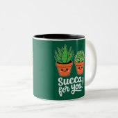 Succa For You – Cute Succulent Pun ツートーンマグカップ (正面右)