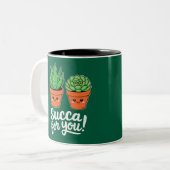 Succa For You – Cute Succulent Pun ツートーンマグカップ (正面左)