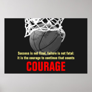 Success Courage Basketball Inspirational ポスター