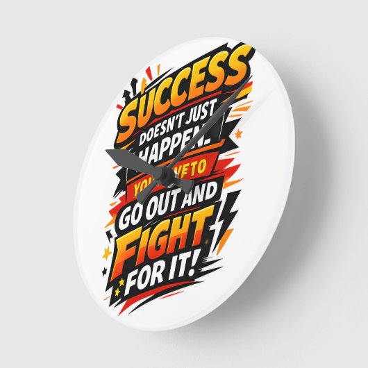 Success Fighter Quote ラウンド壁時計 (傾斜)