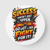 Success Fighter Quote ラウンド壁時計 (正面)