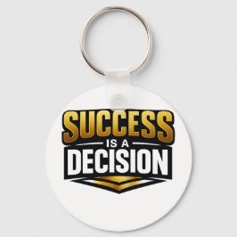 Success Gold Typography on Black キーホルダー