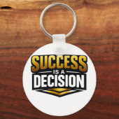 Success Gold Typography on Black キーホルダー (正面)