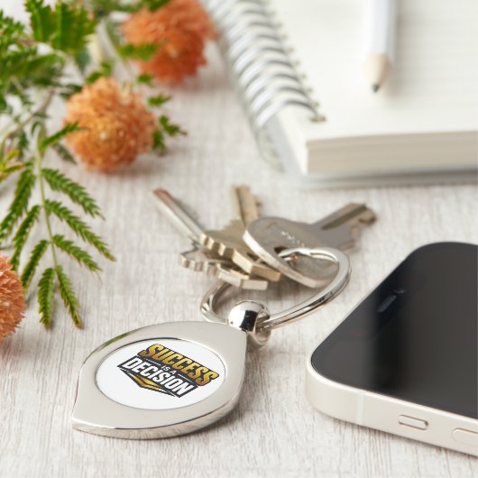 Success Gold Typography on Black キーホルダー (側面)